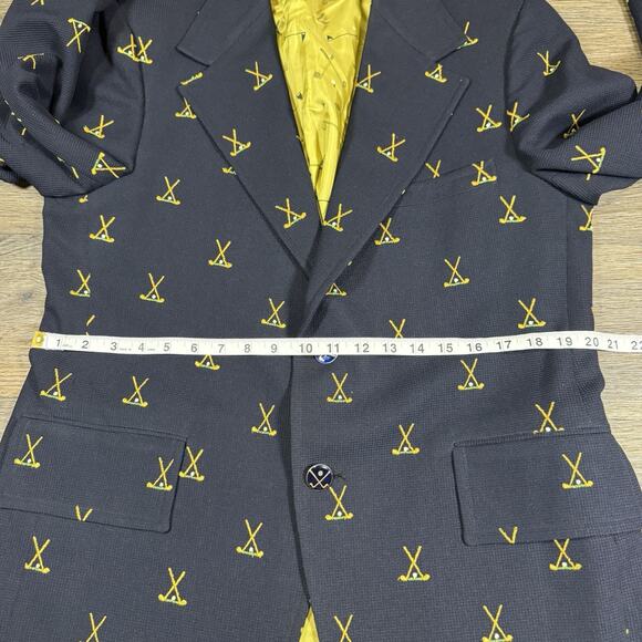 JC Penney Navy Blazer with Embroidered Crossed Golf Clubs Sport Coat RARE 40R - Picture 8 of 15